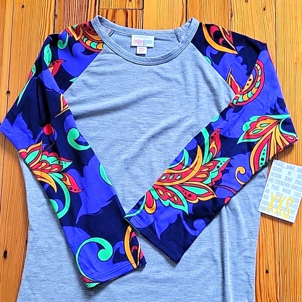 Lularoe Randy Size XXS - Heather Light Gray Baseball Tee